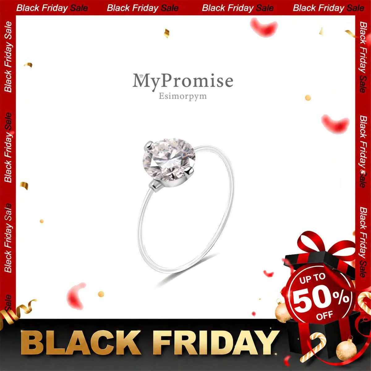 S925 Silver Creative Floating Invisible Ring - 6.5mm (1ct)/8.0mm (2ct) Prong Set Round Cut VVS Synthetic Moissanite Mermaid Tear Solitaire, Transparent Thread Band, Engagement/Wedding Gift (Size 9 to 19)