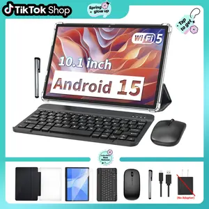 【TikTokShopSpringGlowUp】PYNAREL Android 15 10.1 Inch Tablet, 2 in 1 Portable Device with Keyboard, Mouse, Case, Stylus, Dual Camera