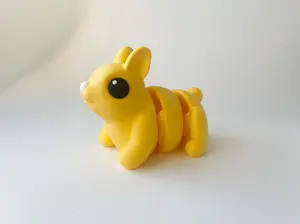 Easter's Yellow Bunny Fidget Toy - Medium High-Quality 3D-Printed Articulated Buddy with Tiki-Taka Noise for Indoor and Outdoor Play & Stress Relief