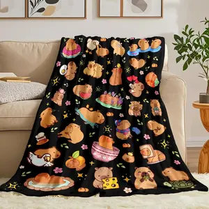 Capybara Blanket Gifts Warm Flannel material Capybara Themed Throw Blanket Capybaras Blankets Decor Bedding  Suitable as a gift sizes 60*80,30*40(baby ),40*50(kids),50*60