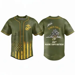Vintage USMC 250 Year Anniversary Baseball Jersey Shirt, Marines 250th Birthday Graphic Shirt