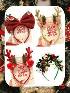 Christmas Headbands Christmas Hairband Bow Reindeer Hair Hoop Headbands Costume Headwear Accessories Glowing Hair Hoop Headbands For Christmas Gift 2025 Holiday Party For Kids Women Men Christmas Holiday Parties Favors, Hairstyles
