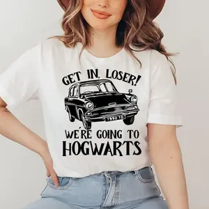Retro Get In Loser We_re Going To Hogwart HP Movie Shirt – Unisex Cotton Tee for Music Fans & Country Lovers