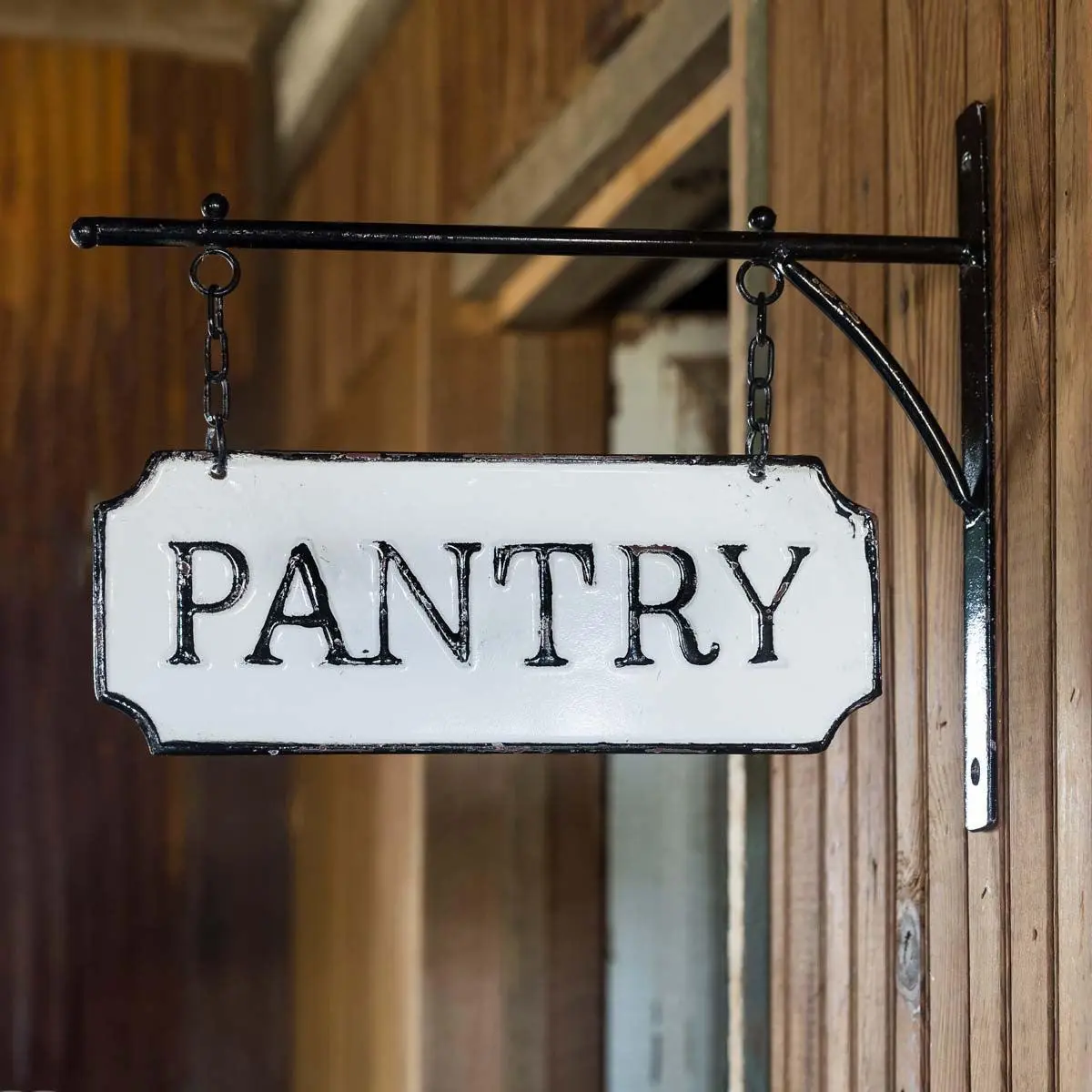 Metal Pantry Sign with Hanging Display Bar