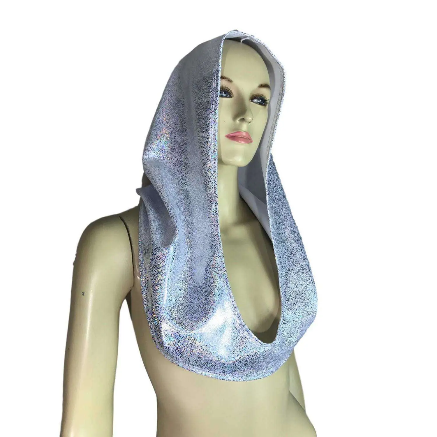 Silver Holographic Rave Hood