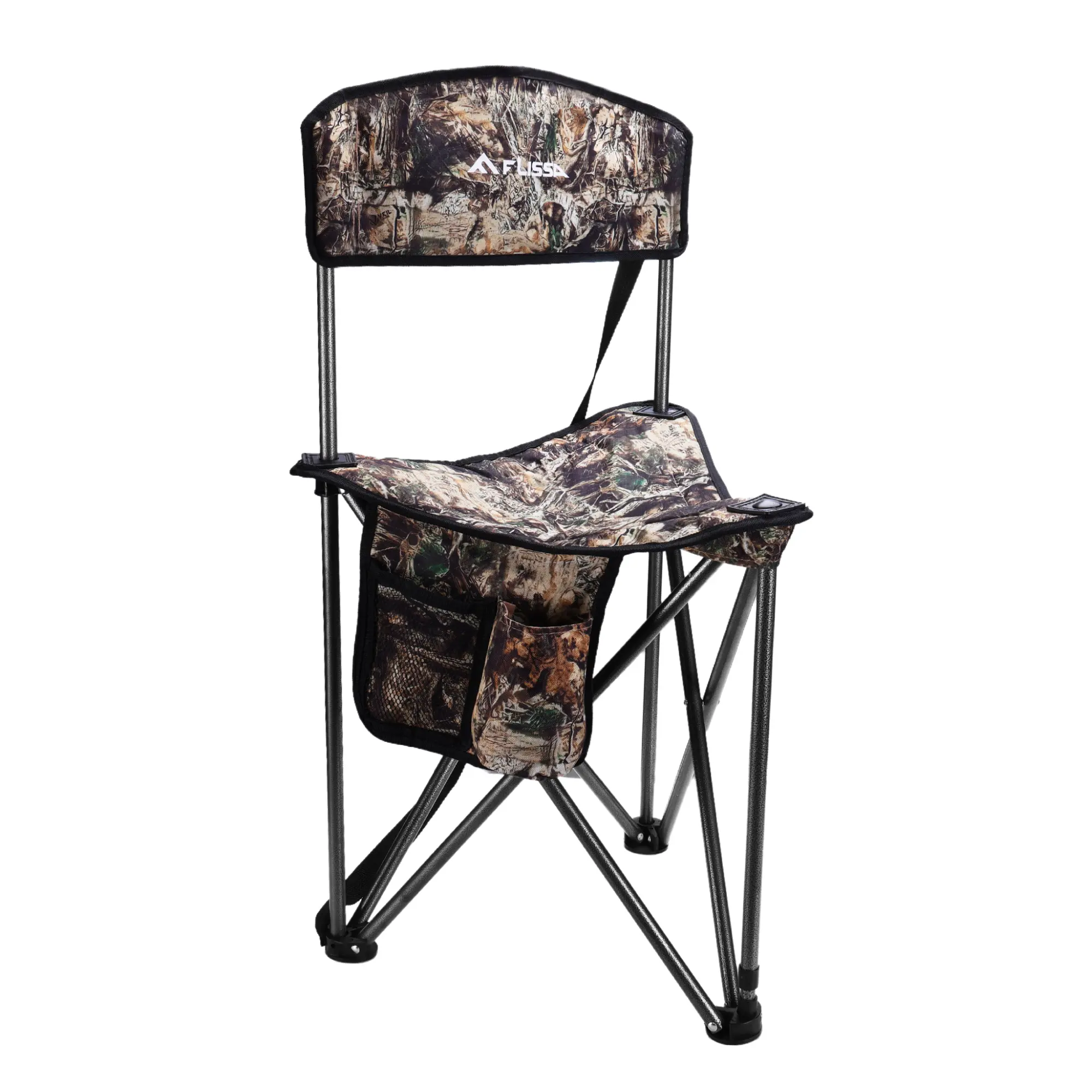 #backtoschool FLISSA Portable Hunting Chair with Backrest, Folding Tripod Hunting Stool with Shoulder Strap, Cup Holder & Storage Pocket, Lightweight 600D Oxford Chair for Hunting, Fishing & Camping