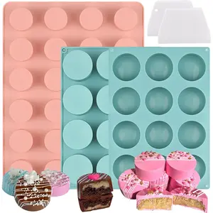 Cake Puck Mold Set,  Covered Cake  Molds, 24-Cavity Round Cake Pop Molds with 2 Spatulas for DIY Cake Cores, Cakepucks,  Desserts