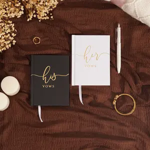 Set of 2 Wedding Vow Books for Him And Her, Hardcover Notebooks for Bride And Groom with Bookmark, Lined Pages for Ceremonies And Renewals, Comes with a Beautiful Keepsake Gift Box