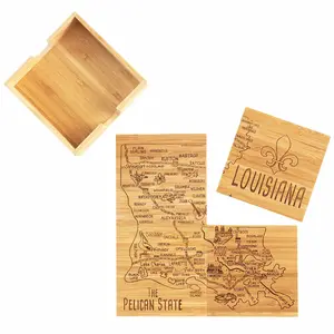 4-Piece Louisiana Puzzle Coaster Set with Case