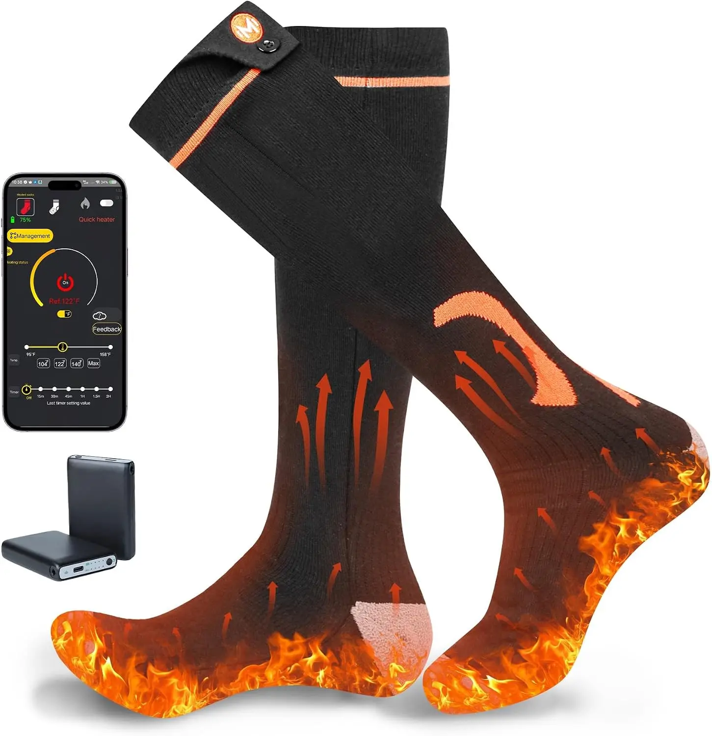 Heated Socks for Men Women, APP Control Rechargeable 6000mAh*2 Battery Electric Socks,Winter Washable Thermal Socks for Outdoor Camping Hiking Skiing Hunting Fishing Cycling