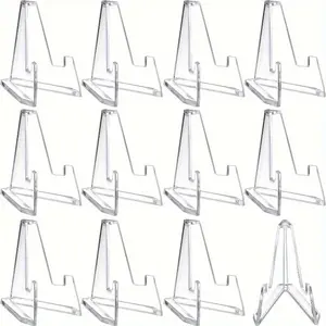12pcs, Mini Clear Acrylic Easel Stands Coin Display Easel Holder Baseball Sports Card Stands Trading Graded Card Easel Stand
