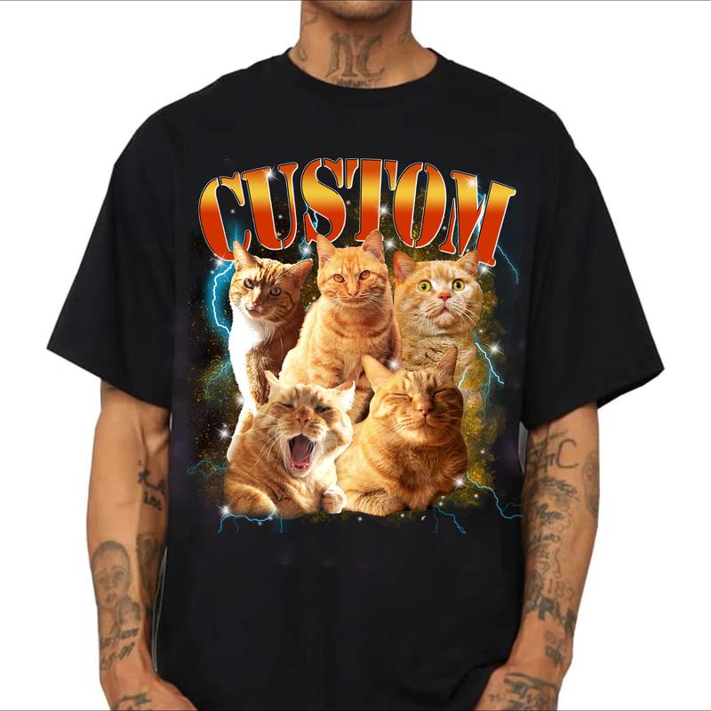 Custom Vintage Pet Shirt Pet Photo + Name Custom Dog Shirt Personalized Shirt Custom T Shirts for Humans Cat Shirt 90's Tee