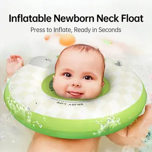 Cartoon Baby Swim Safety Inflatable Neck Ring, Swimming Ring, Press-to-Inflate Design with Thickened Anti-Leak Construction, ,easy to inflate and deflate for convenient storage, Infant Swimming Equipment for Pool, Beach and Bath Time Fun