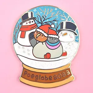 Poe the Pigeon Poeglobe Enamel Pin - Cute Bird Snowglobe Kawaii Lapel Pin Badge Brooch
