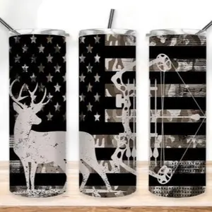Deer + flag hunting | 20oz sublimation tumbler transfer print out Drinkware Flasks