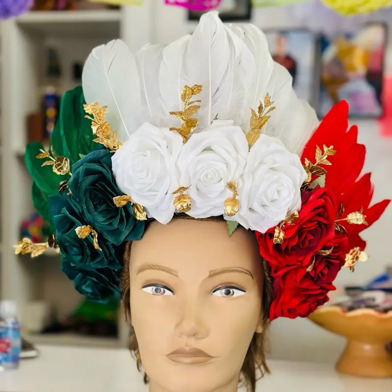 Beautiful Vibrant Catrina Headband for Dia de los Muertos tricolor