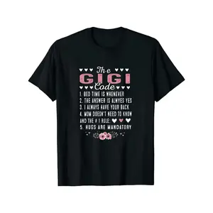 Women's Funny Grandma T-Shirt - The Gigi Code Retro Y2k Graphic Tee With Heart & Gigi Saying - 100% All-Season Casual Sh Relaxed Everyday Tee