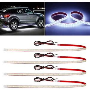 12V Car LED Strip Light,24inch Car Interior Light Strip IP68 Waterproof Cuttable Car Motorcycles Boat Golf Cart Truck Cargo Home Decoration with Strong Nano Tape,(4PCS) underglow  install  easy tecno beast
