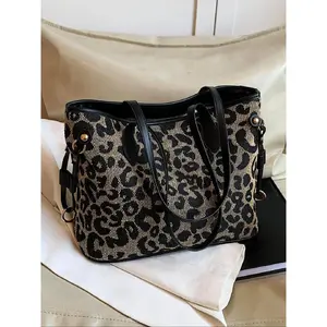 Fashion Leopard Pattern Tote Bag, Casual Versatile Shoulder Bag for Women, Trendy All-match Bag for Daily Commute Use, Handbag Shoulder Bag