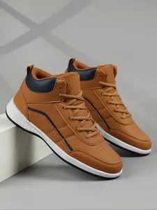 Men's High Top Casual Sneakers, Lightweight Comfortable Running Shoes, Fashion All Season Walking Shoes, Anti-Slip PU Leather, Outdoor Sneakers