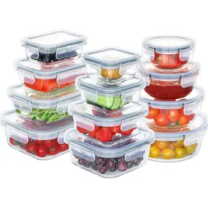 24 Pieces Glass Food Storage Containers Set, Airtight Glass Meal Prep Containers with Lids,Microwave and Freezer Safe