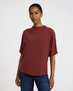 Express Relaxed Short Sleeve Mock Neck Top