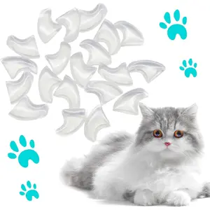 100pcs Cat Nail Caps Clear Cat Claw Covers Kitten Nail Caps with Adhesives and Applicators (L Clear)