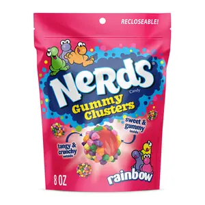 NERDS Gummy Clusters, Rainbow, 8 Ounce, Crunchy and Sweet Snack Candy Rainbow Crunchy springtime easter