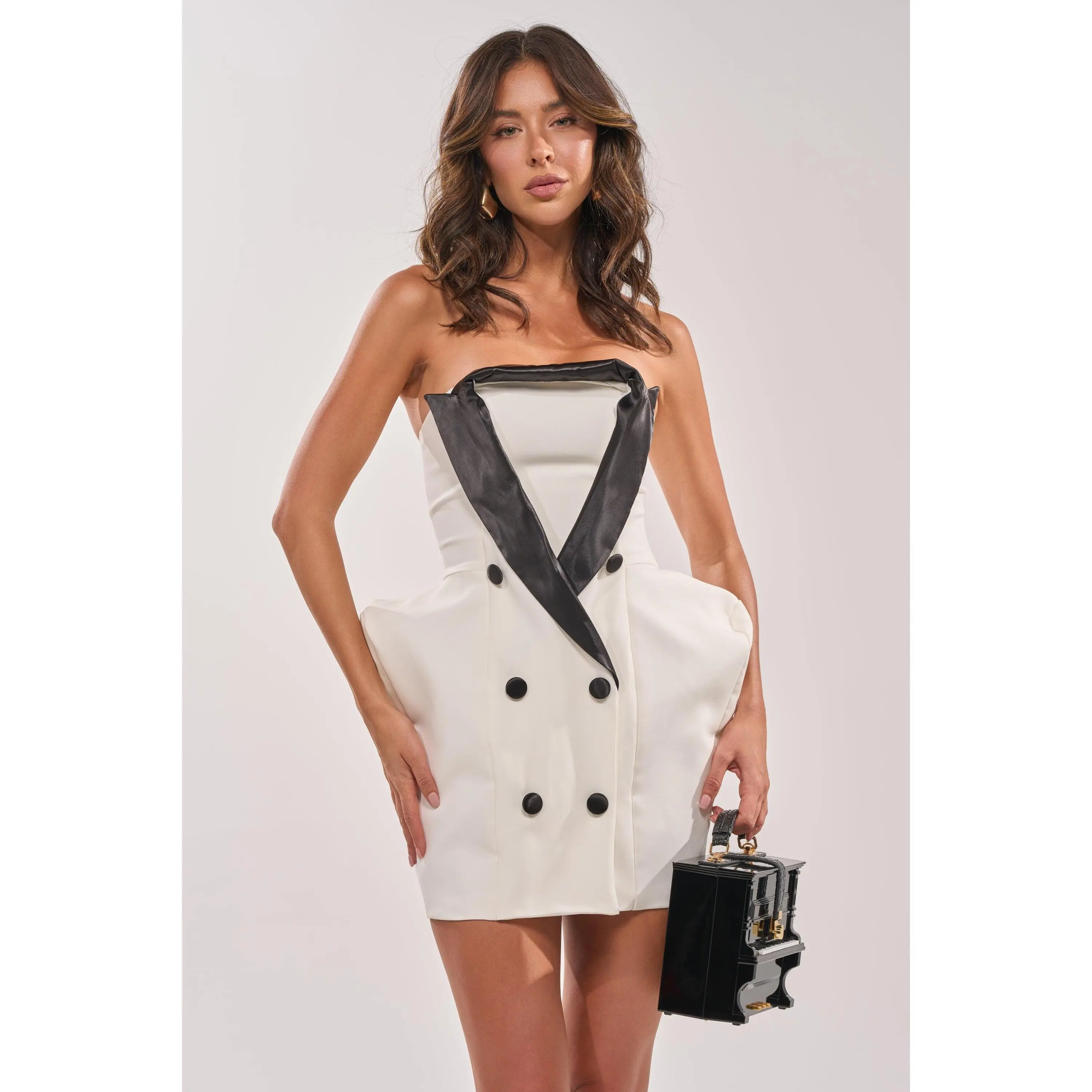 THE MAIN EVENT SUITING MINI DRESS IN WHITE