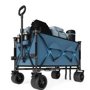 GARVEE Versatile Collapsible Foldable Wagon with Durable Frame and Spacious Design for Easy Transport and Storage, Ideal for Outdoor Activities, Gardening, and Carrying Heavy Loads Efficiently