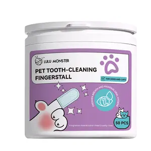 Lulu Monster Pet Tooth-Cleaning Fingerstall for Dogs and Cats - 50 Pieces, Fragrance-Free, Alcohol-Free, Cruelty-Free