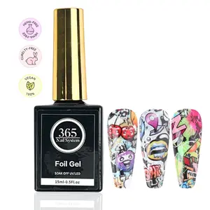365 Nail System : 15ml / 0.5 oz Foil Transfer Gel - Foil Glue Gel- Long Lasting, Soak Off Gel Polish