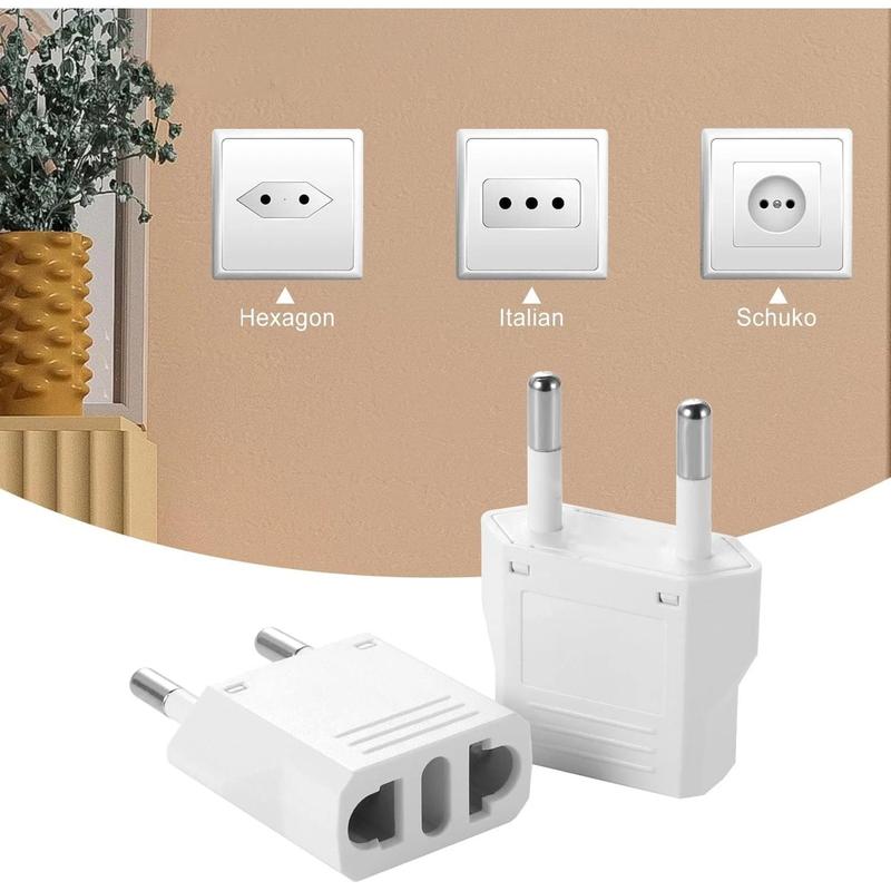 Pack of 4 European Plug Adapter  to  Adapter Type C Outlet for    Spain  France EU in White Color