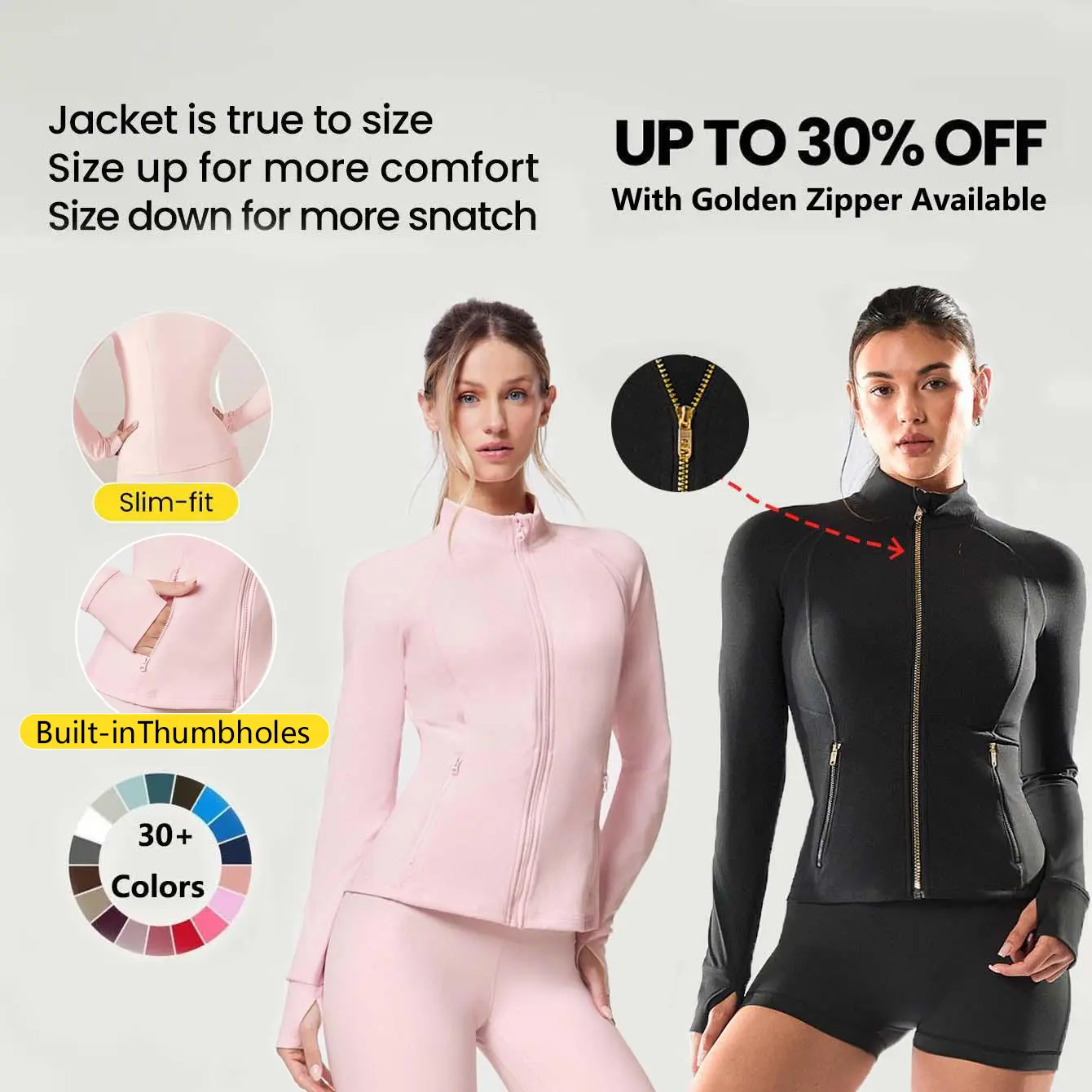 GLOWMODE FeatherFit Slim-It Streamline Performance Secure Pockets Zip Up Jacket Golden Zipper Available TikTokShopBlackFriday GLOWMODE FeatherFit Slim-It Streamline Performance Secure Pockets Zip Up Jacket Golden Zipper Available TikTokShopBlackFriday
