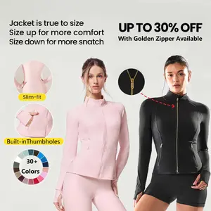 GLOWMODE FeatherFit Slim-It Streamline Performance Secure Pockets Zip Up Jacket Golden Zipper Available TikTokShopBlackFriday