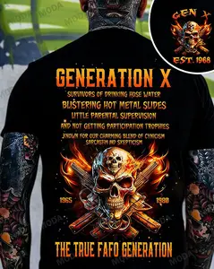 Chaosmoda Generation X The Ture Fafo Generation Custom Custom Year Skull T-shirt