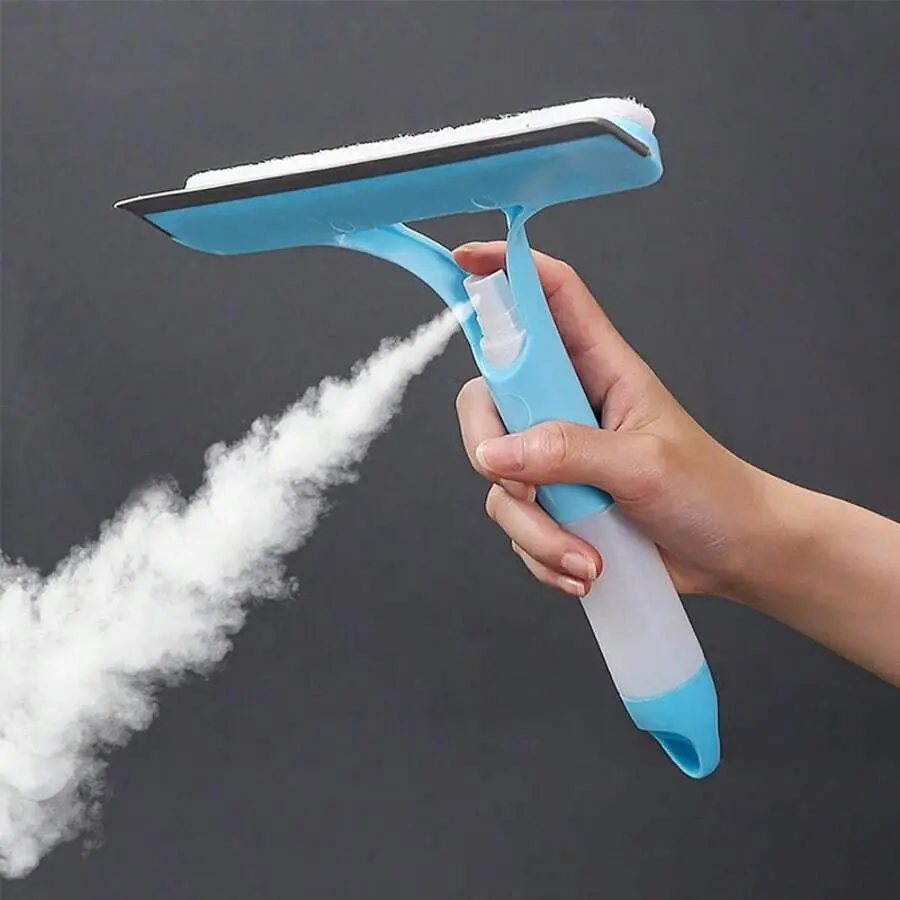 1Pc Hand-Held Silicone Body Glass Squeegee Cleaner - Compact Small Water Jet Spray Tool with Handle, Lightweight Design, Strong Decontamination Home Care Supply for Apartment Use Renters