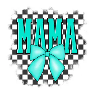 Teal Mama With Black Checked Background Direct To Film Print. DTF Print For T Shirts