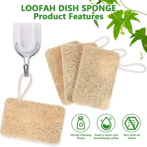 Genuine Natural Cleaning Sponge, 100% Organic Loofah Dish Brush, Plant-Based Compostable Kitchen Dish Sponge, Cleans Sinks, Tile Grout & Tiles, Scratch-Resistant Scrub Pad, Bathroom-Safe Scrubber, Scratch Free Sponges