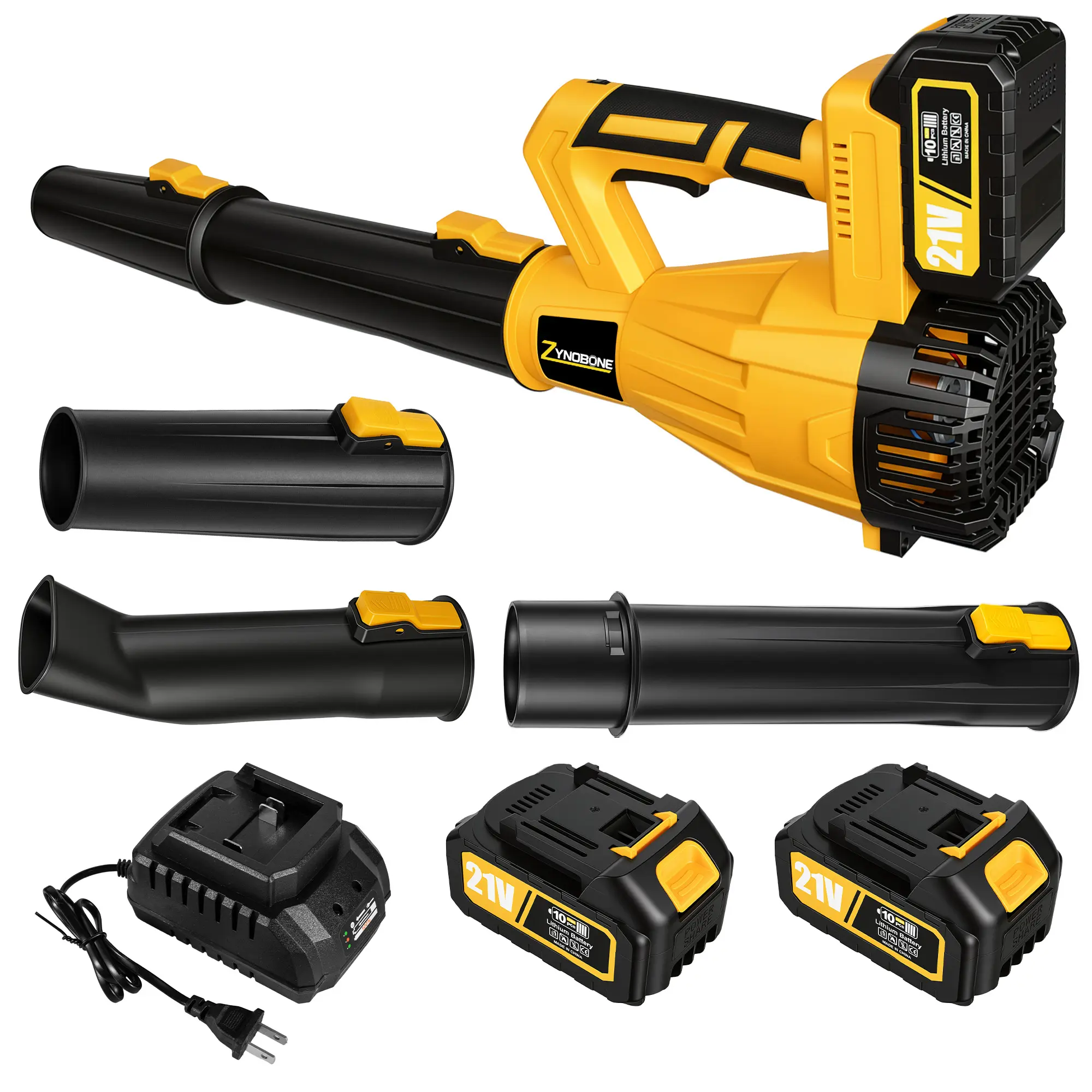 ZYNOBONE Cordless Portable Leaf Blower & Vacuum, 160MPH High Power Handheld Tool with 6 Variable Speed Settings, Multi-Utility for Snow, Lawn (Battery Options)
