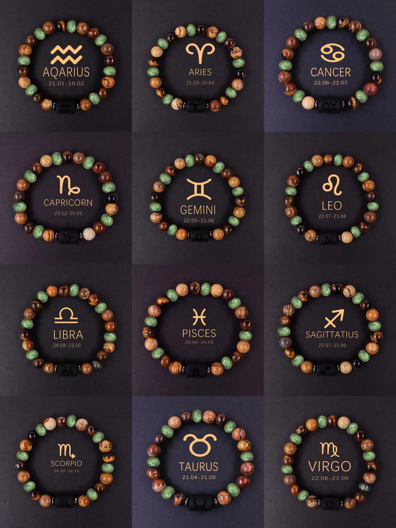 Zodiac Sign Bracelet, Fashionable Handmade Beaded Bracelet for Women & Men, Trendy All-match & Exquisite Jewelry for Birthday Gift