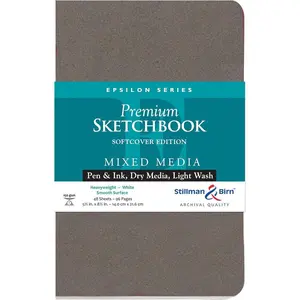 Epsilon Series Softcover Sketchbook, 5.5" x 8.5", 150 GSM (Heavyweight), White Paper, Smooth Surface