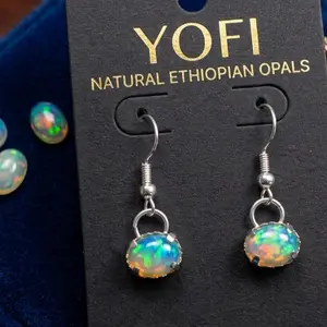 Natural Ethiopian Opal Earrings, Fire of Love Design Fashion Jewelry for Women