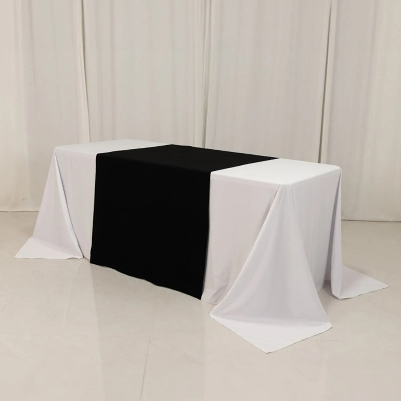 Black Premium Polyester Table Runner, 36"x72" Wide Decorative Sublimation Printable Banner for Anniversary, Events, Birthday Ideas, Party