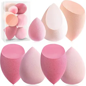 Makeup Sponge Set Foonbe Blender Sponges 7 Pcs for Liquid, Cream, and Powder, Latex Free Makeup Sponges with 1 Mini Beauty Sponge, Multi-Colored Sponges for Makeup Application, Pink Gifts Foonbe
