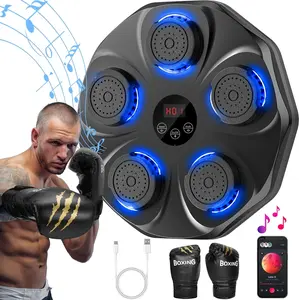 Music Boxing Machine, Interactive Punching Trainer with Boxing Gloves, Large Size Wall Mounted Electronic Boxing Target for Adult Kids, 9 Modes & 9 Speeds