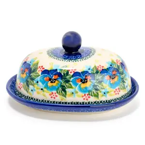 Lidia's Polish Pottery Hand Painted Oval Butter Dish Lidia's Polish Pottery Hand Painted Oval Butter Dish