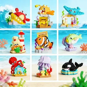 Underwater Sea Creature Crab Octopus Model Stress Relief Building Blocks Birthday Gift Decorative Toy Puzzle Pieces Unisex