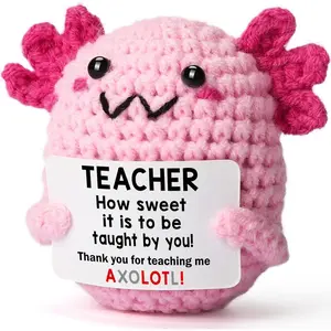 Teacher Appreciation Gift, Mini Handmade Crochet Axolotl Gift for Teachers, Daycare, Best for Christmas, Valentines, Birthday, Easter, Stocking Stuffers