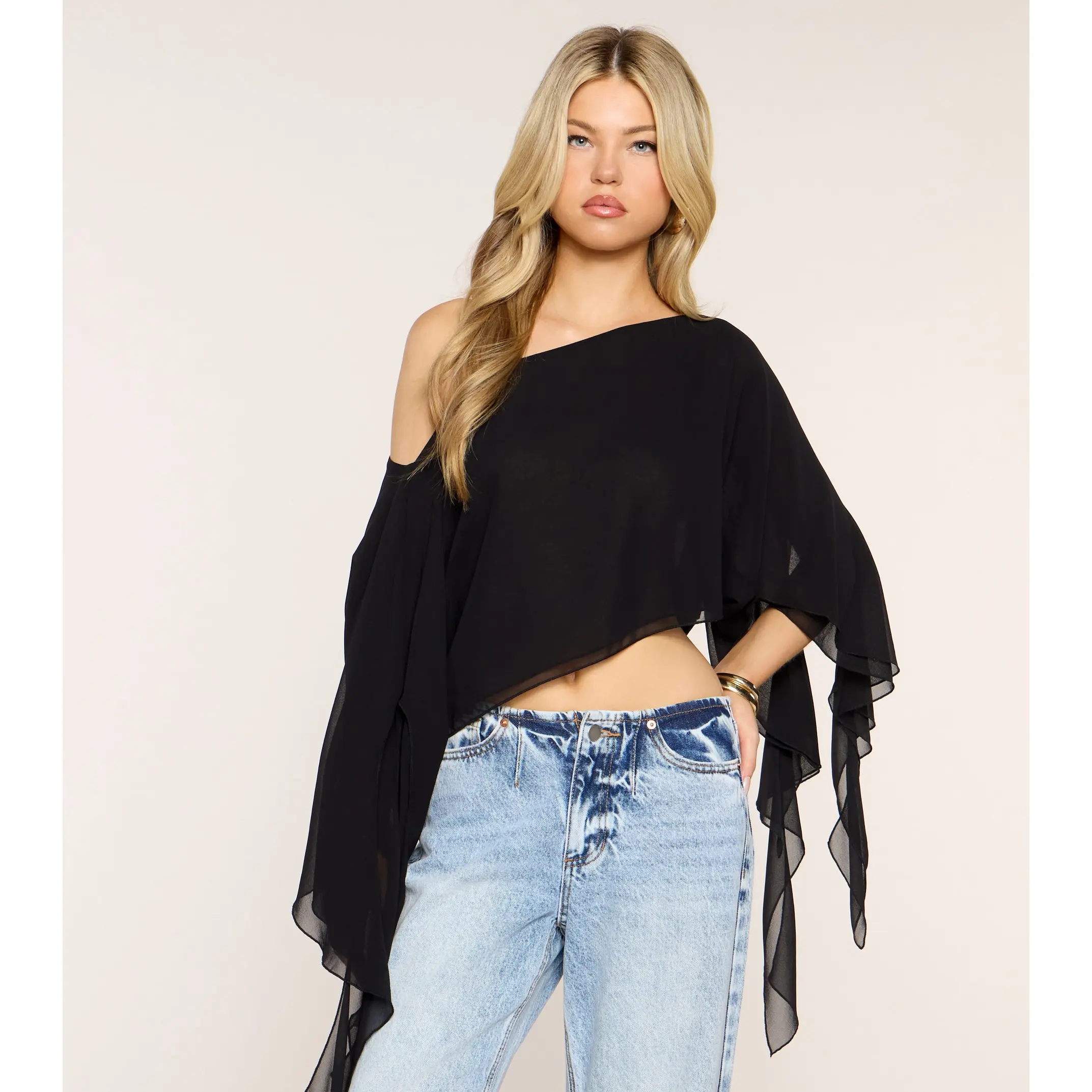 Flowy Mood Chiffon Ruffle Poncho